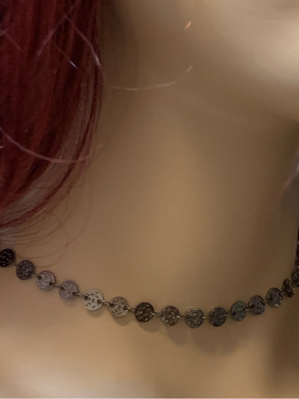 Delicate Silver-Tone Filigree Disc Choker Necklace